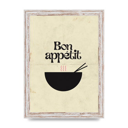 Bon Appetit Distressed Bowl" Wall Art - A4 framed
