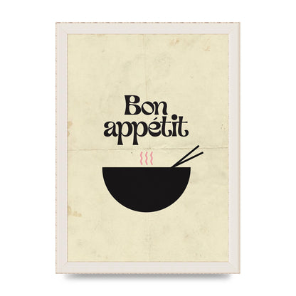 Bon Appetit Distressed Bowl" Wall Art - A4 framed