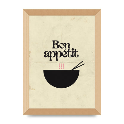 Bon Appetit Distressed Bowl" Wall Art - A4 framed