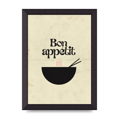 Bon Appetit Distressed Bowl" Wall Art - A4 framed
