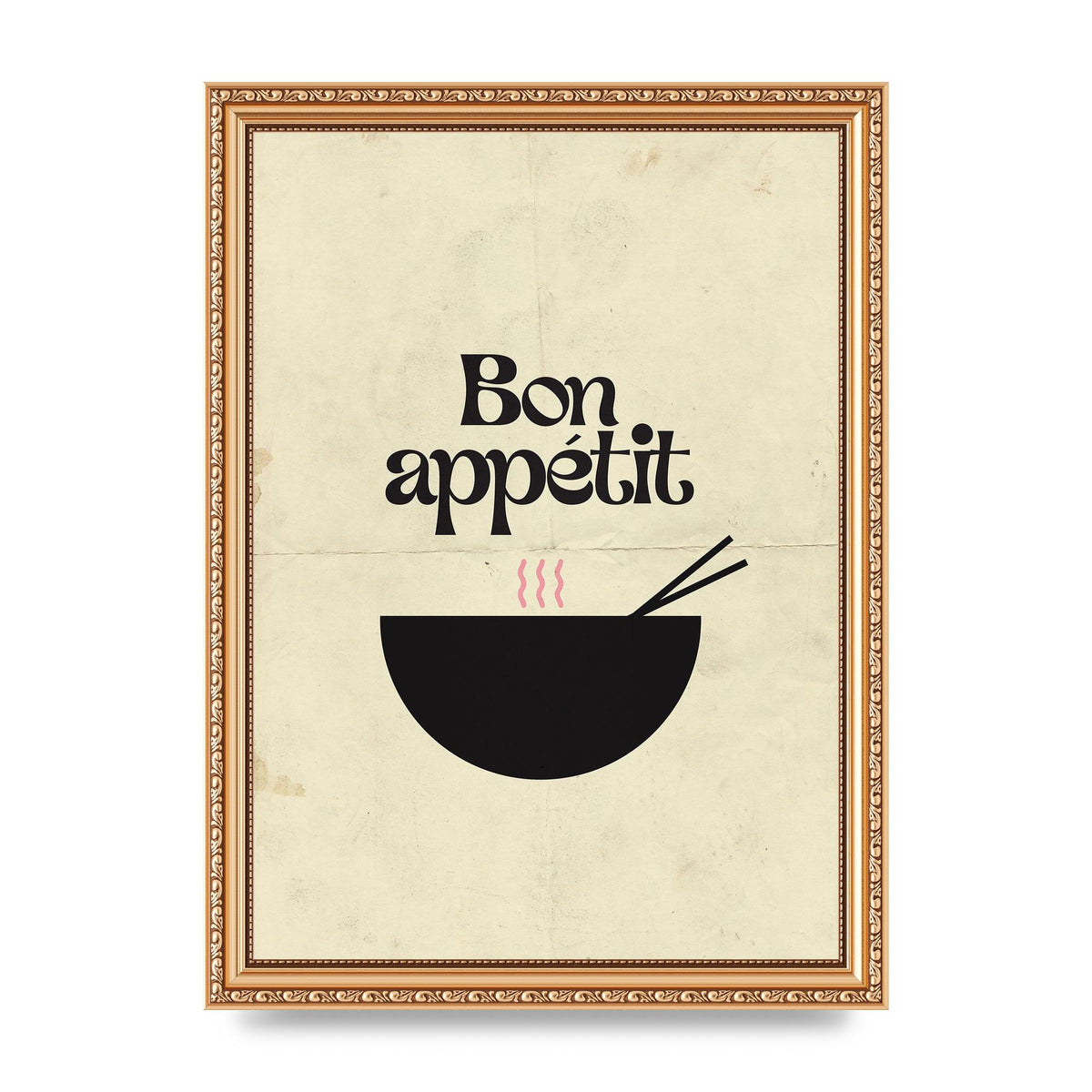 Bon Appetit Distressed Bowl" Wall Art - A4 framed