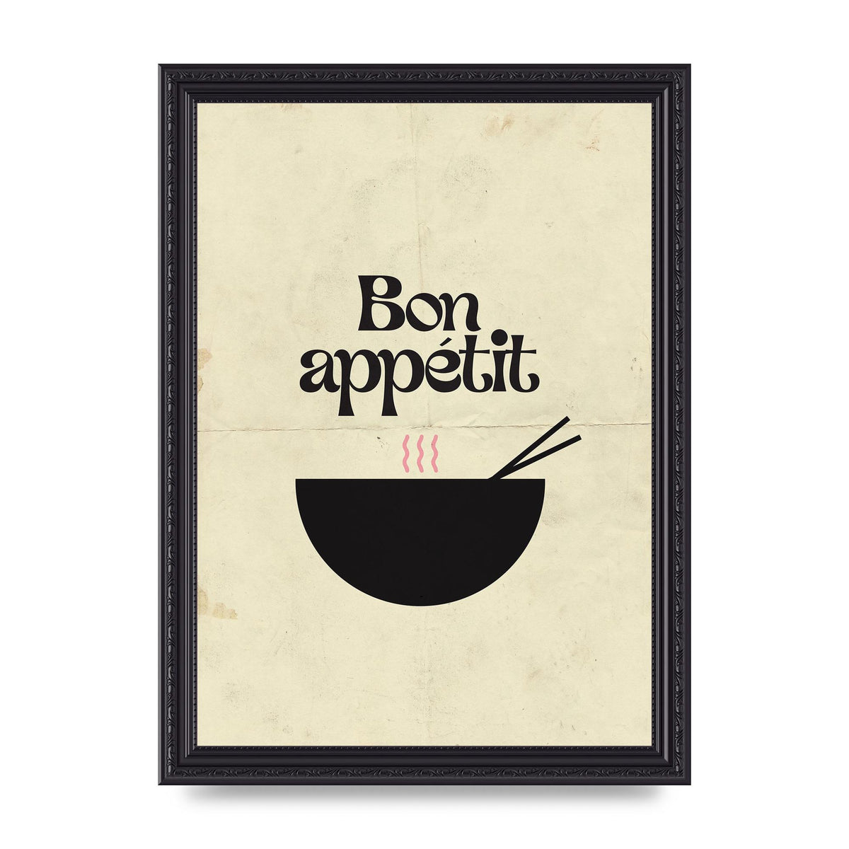 Bon Appetit Distressed Bowl" Wall Art - A4 framed