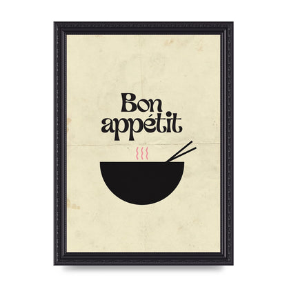Bon Appetit Distressed Bowl" Wall Art - A4 framed