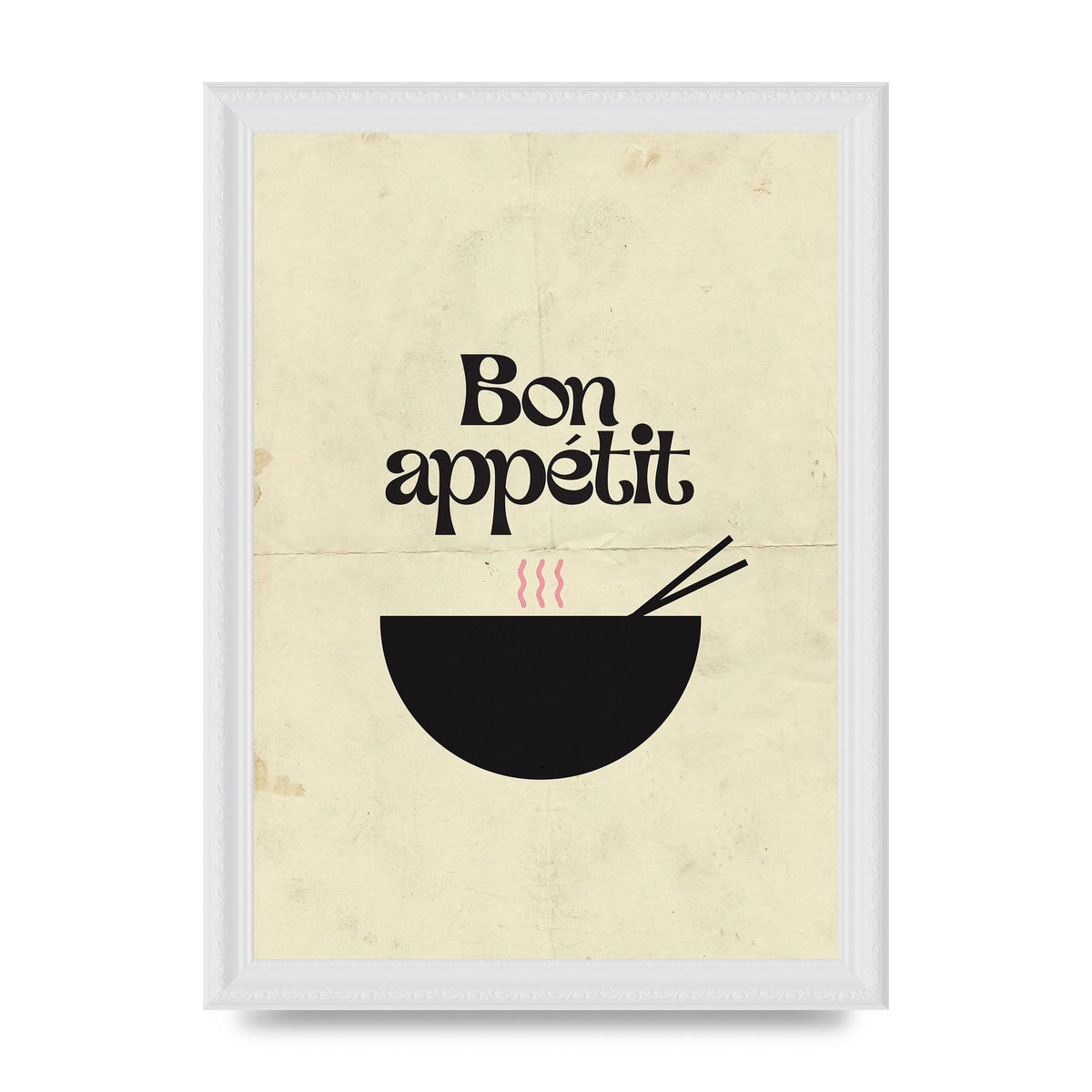 Bon Appetit Distressed Bowl" Wall Art - A4 framed