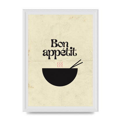 Bon Appetit Distressed Bowl" Wall Art - A4 framed