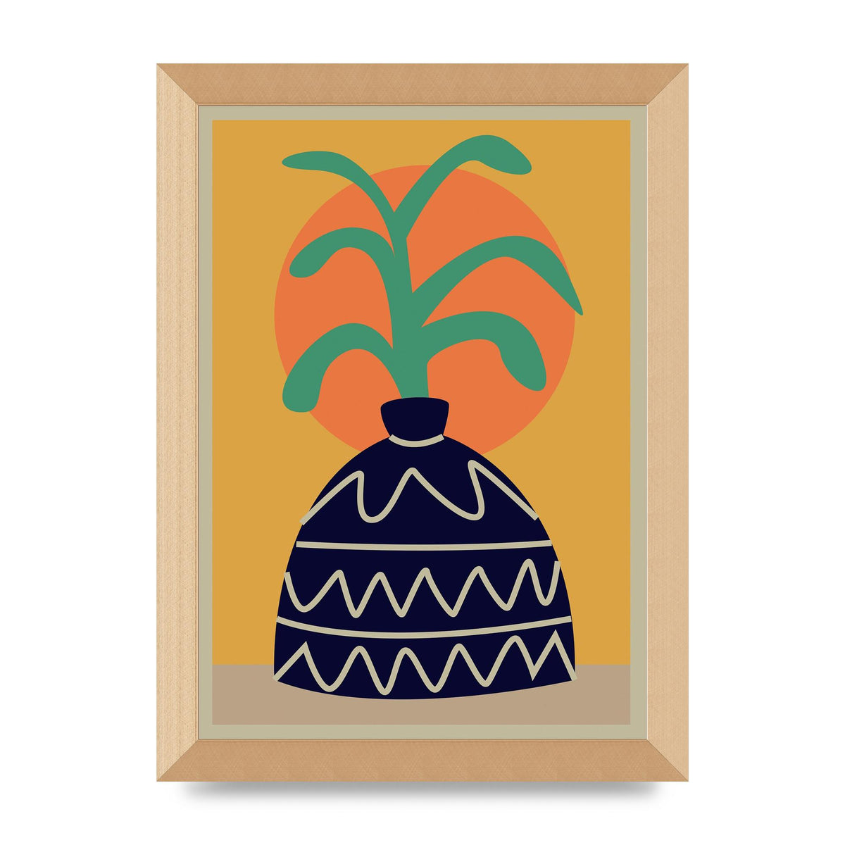 Sunshine Vase Illustrative Printed Poster - A4 framed