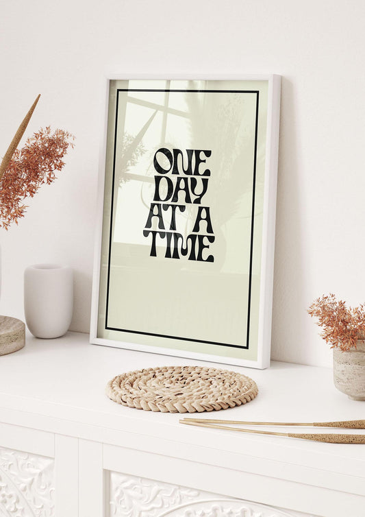 One Day At A Time Quote" Wall Art - hall 1