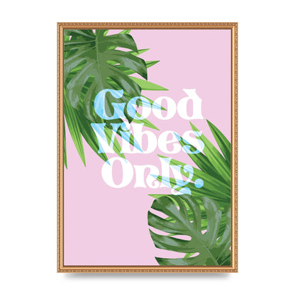 Good Vibes Only Leaf" Printed Poster - A2 framed