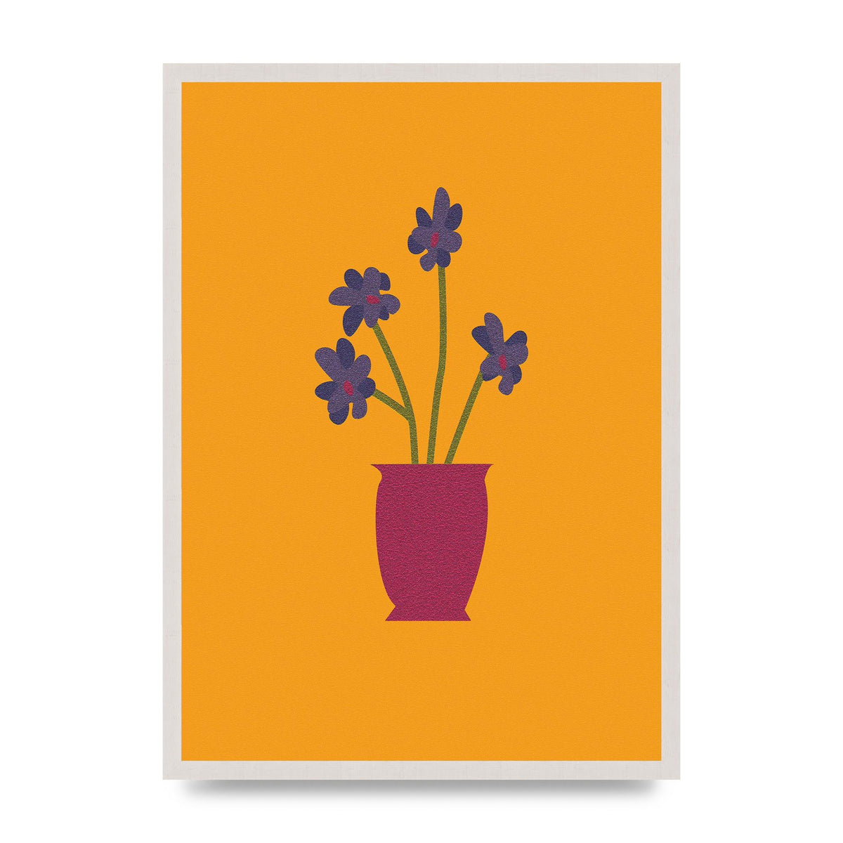 Crude Child Flowers Drawing print in an A2 white saw cut grain frame