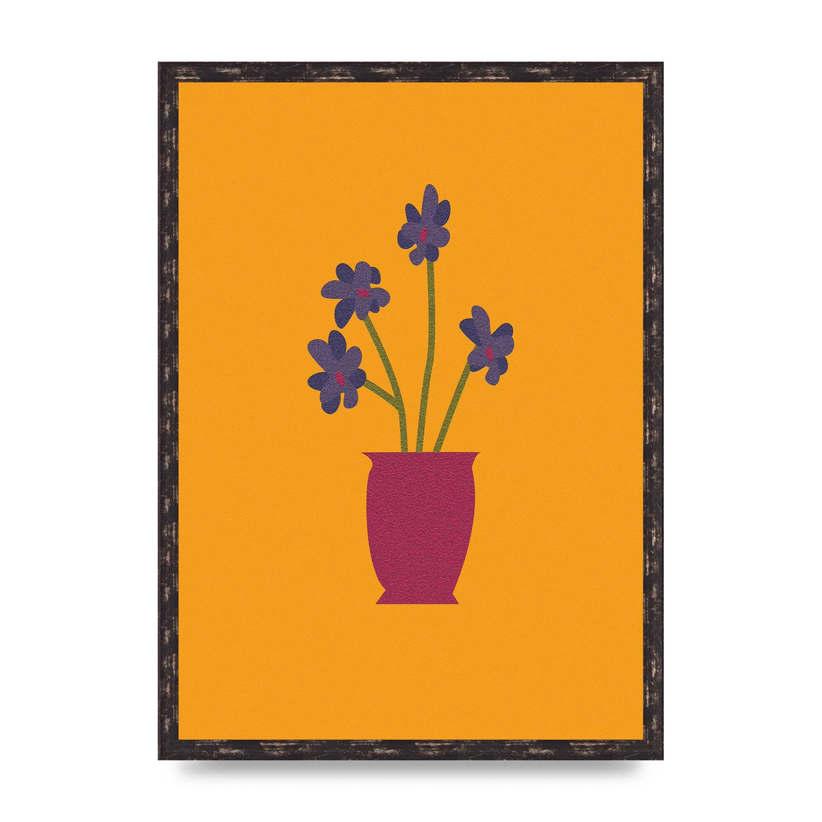 Crude Child Flowers Drawing Printed Poster - A2 framed