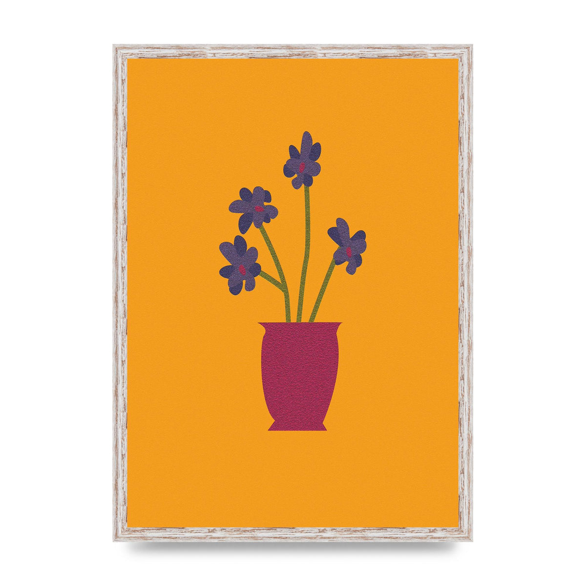 Crude Child Flowers Drawing Printed Poster - A2 framed
