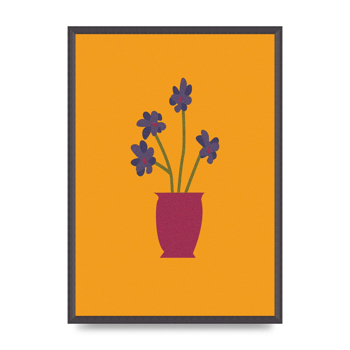 Crude Child Flowers Drawing Printed Poster - A2 framed