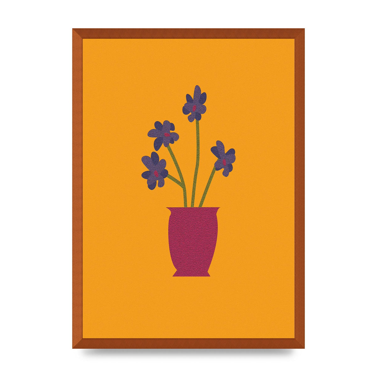 Crude Child Flowers Drawing Printed Poster - A2 framed