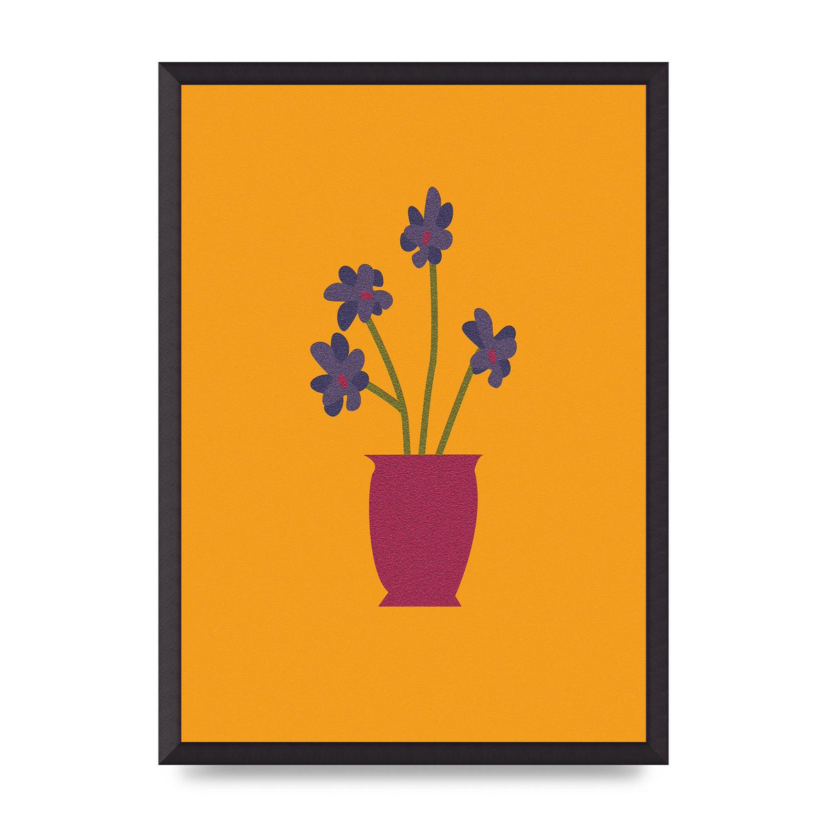 Crude Child Flowers Drawing Printed Poster - A2 framed