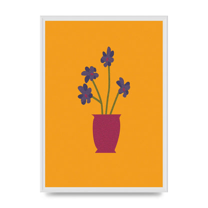 Crude Child Flowers Drawing Printed Poster - A2 framed