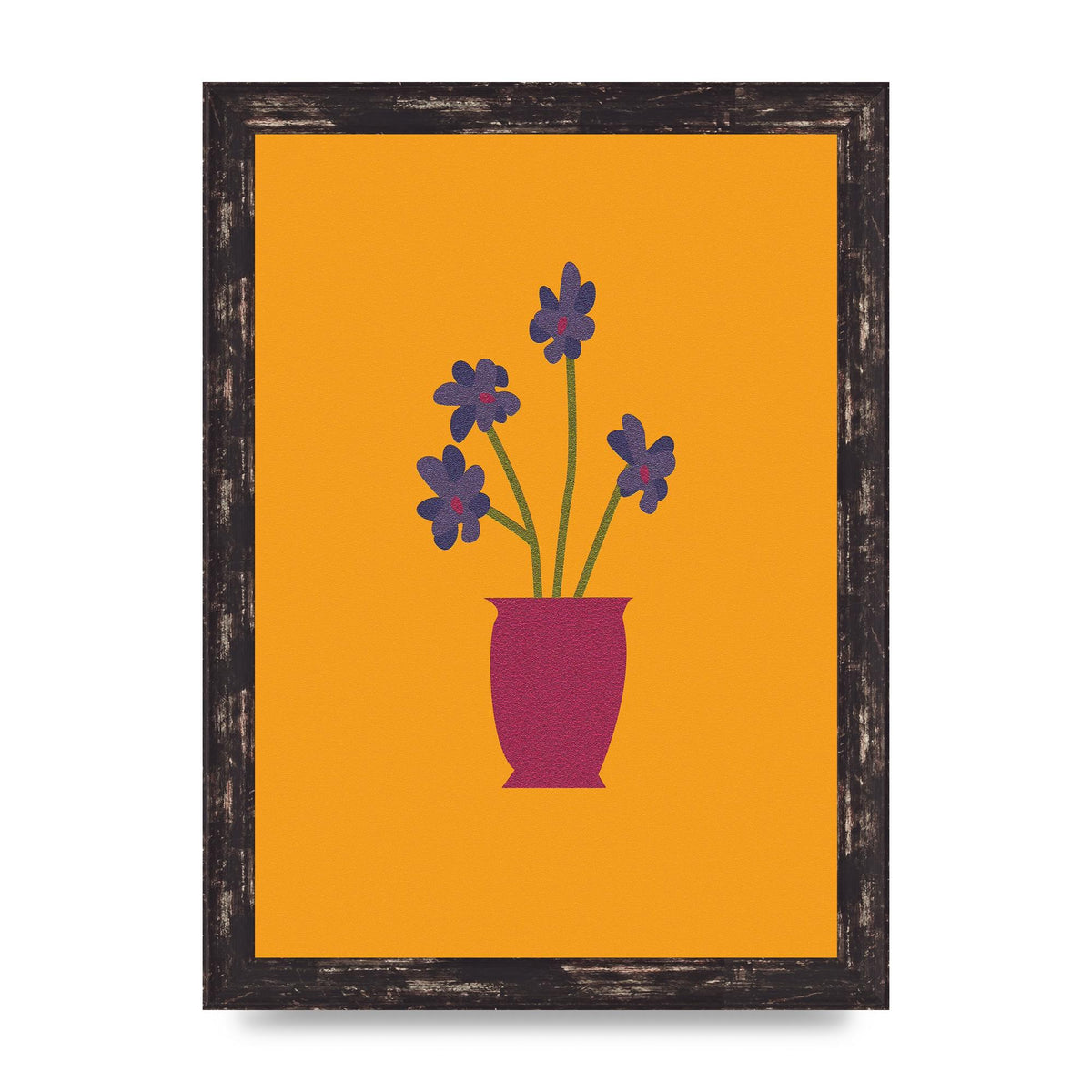 Crude Child Flowers Drawing Printed Poster - A4 framed