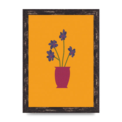 Crude Child Flowers Drawing Printed Poster - A4 framed