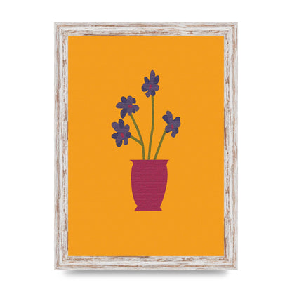 Crude Child Flowers Drawing Printed Poster - A4 framed