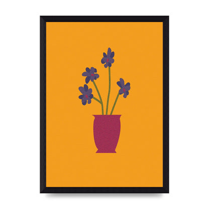 Crude Child Flowers Drawing Printed Poster - A4 framed