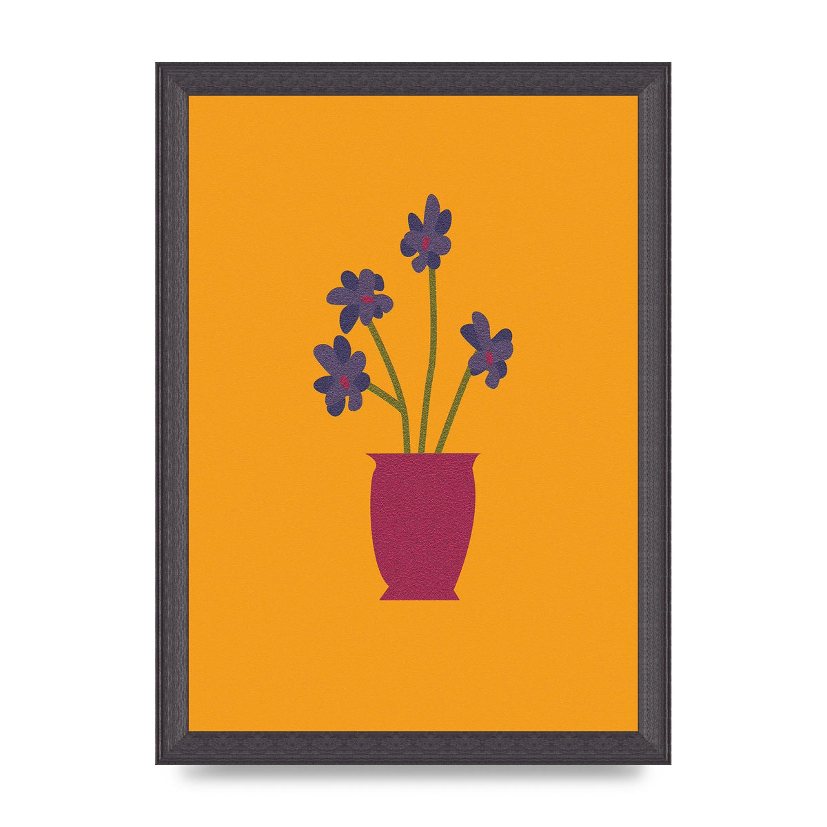 Crude Child Flowers Drawing Printed Poster - A4 framed