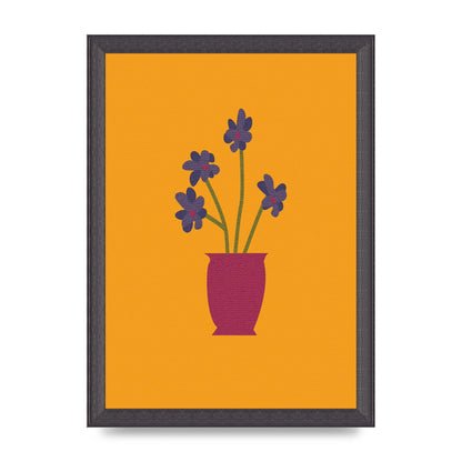 Crude Child Flowers Drawing Printed Poster - A4 framed