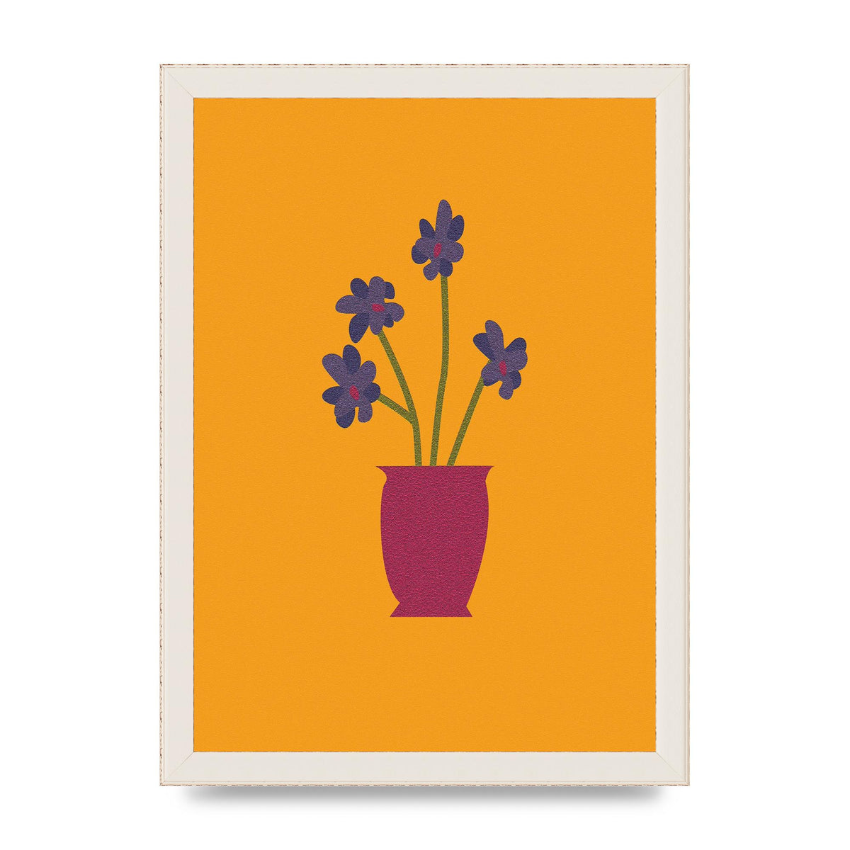 Crude Child Flowers Drawing Printed Poster - A4 framed