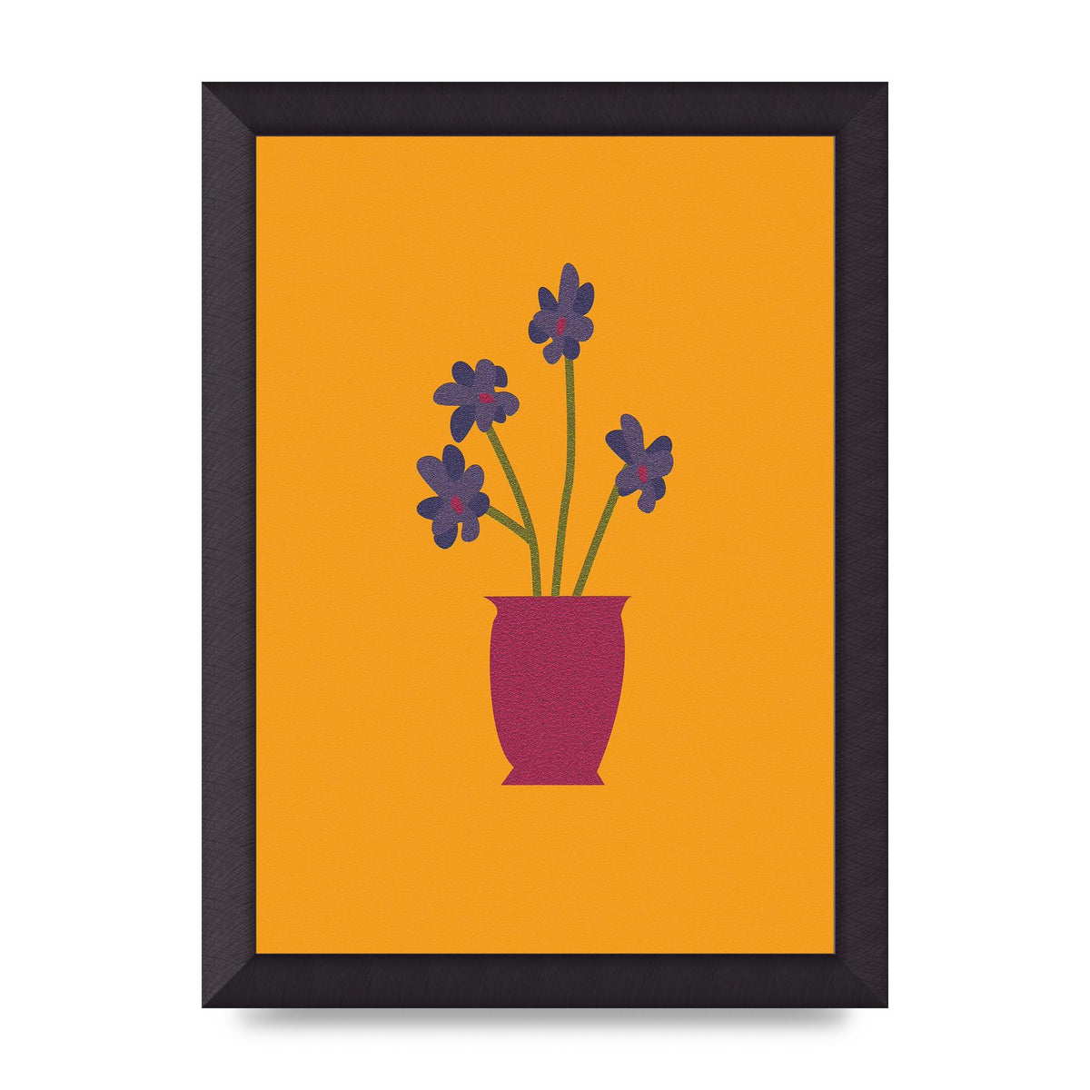 Crude Child Flowers Drawing Printed Poster - A4 framed