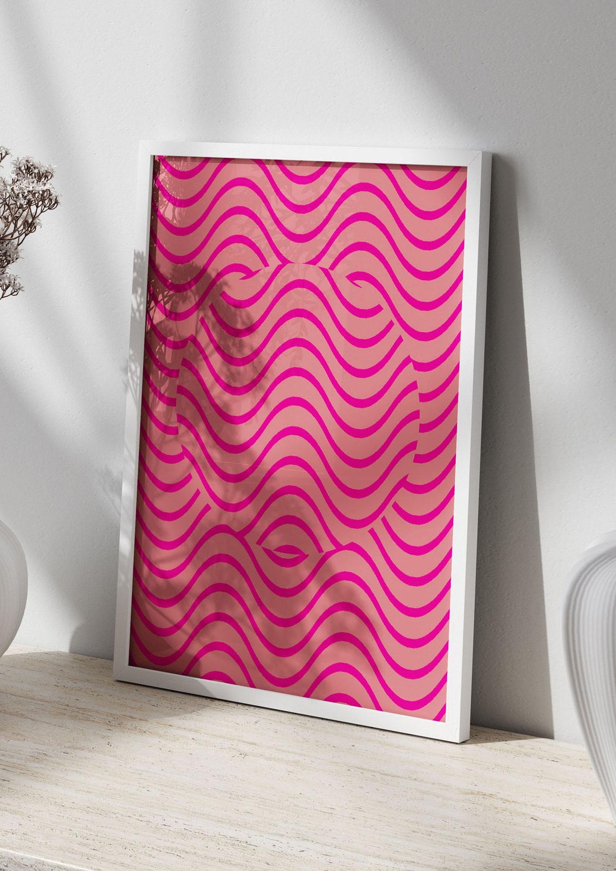 Pink Swirl Printed Poster - living room 2