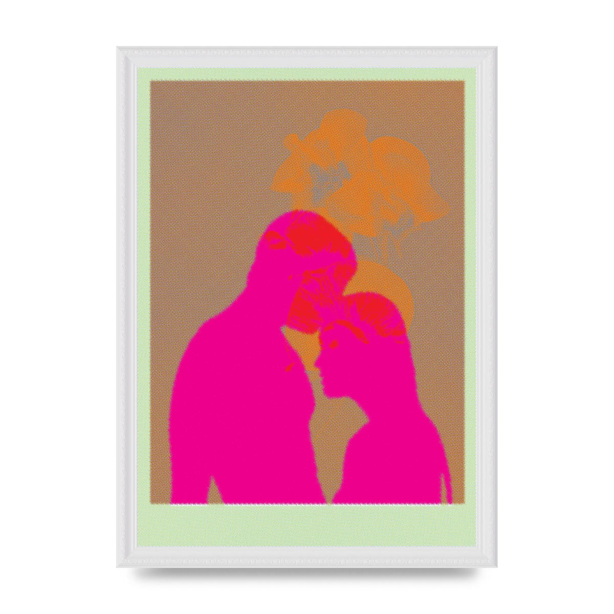 Colourful Kiss Wall Art - A3 framed