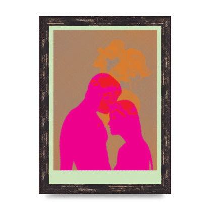 Colourful Kiss Wall Art - A4 framed