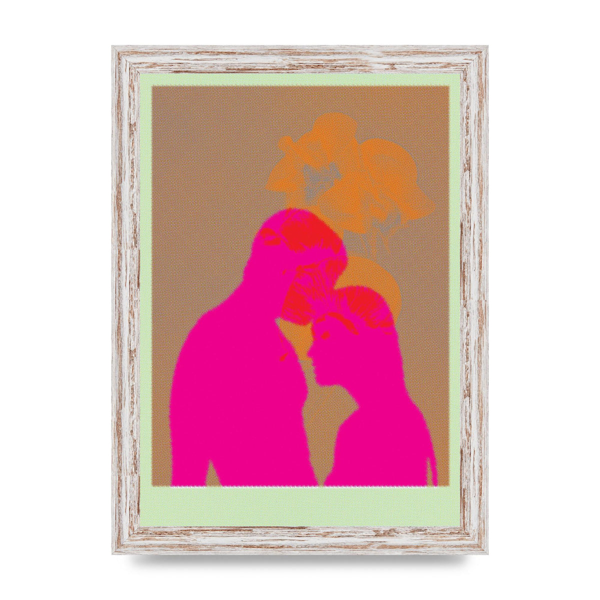 Colourful Kiss Wall Art - A4 framed