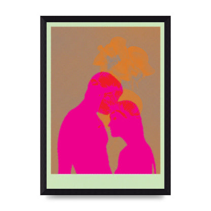 Colourful Kiss Wall Art - A4 framed