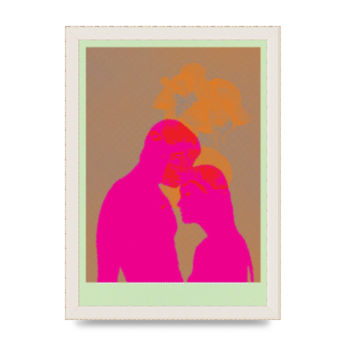 Colourful Kiss Wall Art - A4 framed