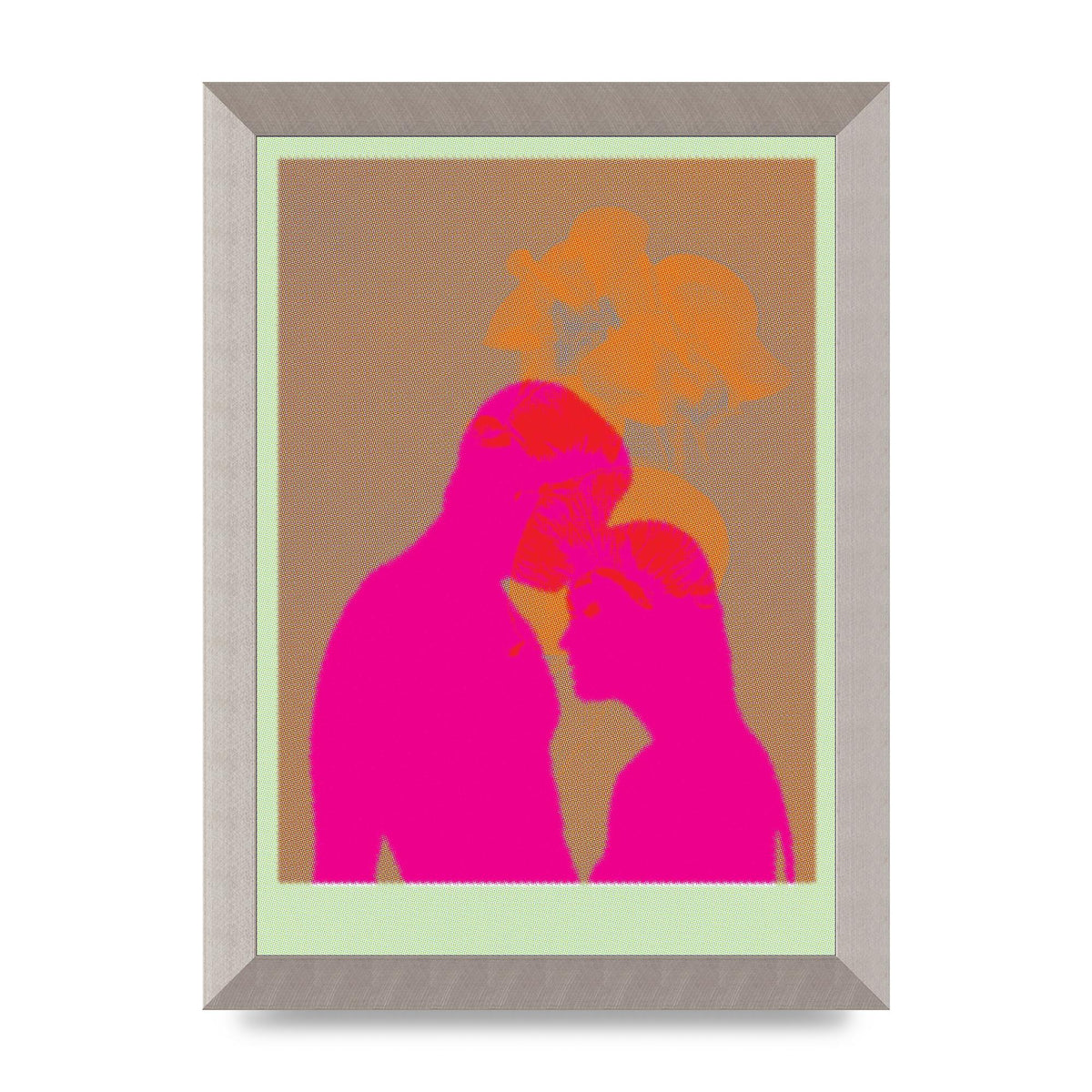 Colourful Kiss Wall Art - A4 framed