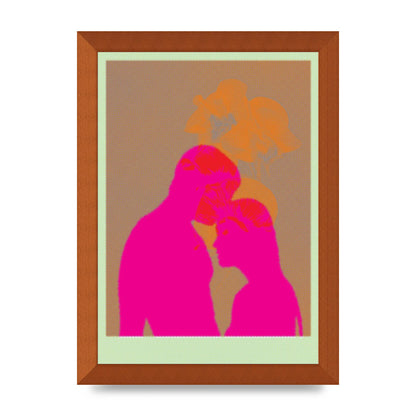 Colourful Kiss Wall Art - A4 framed