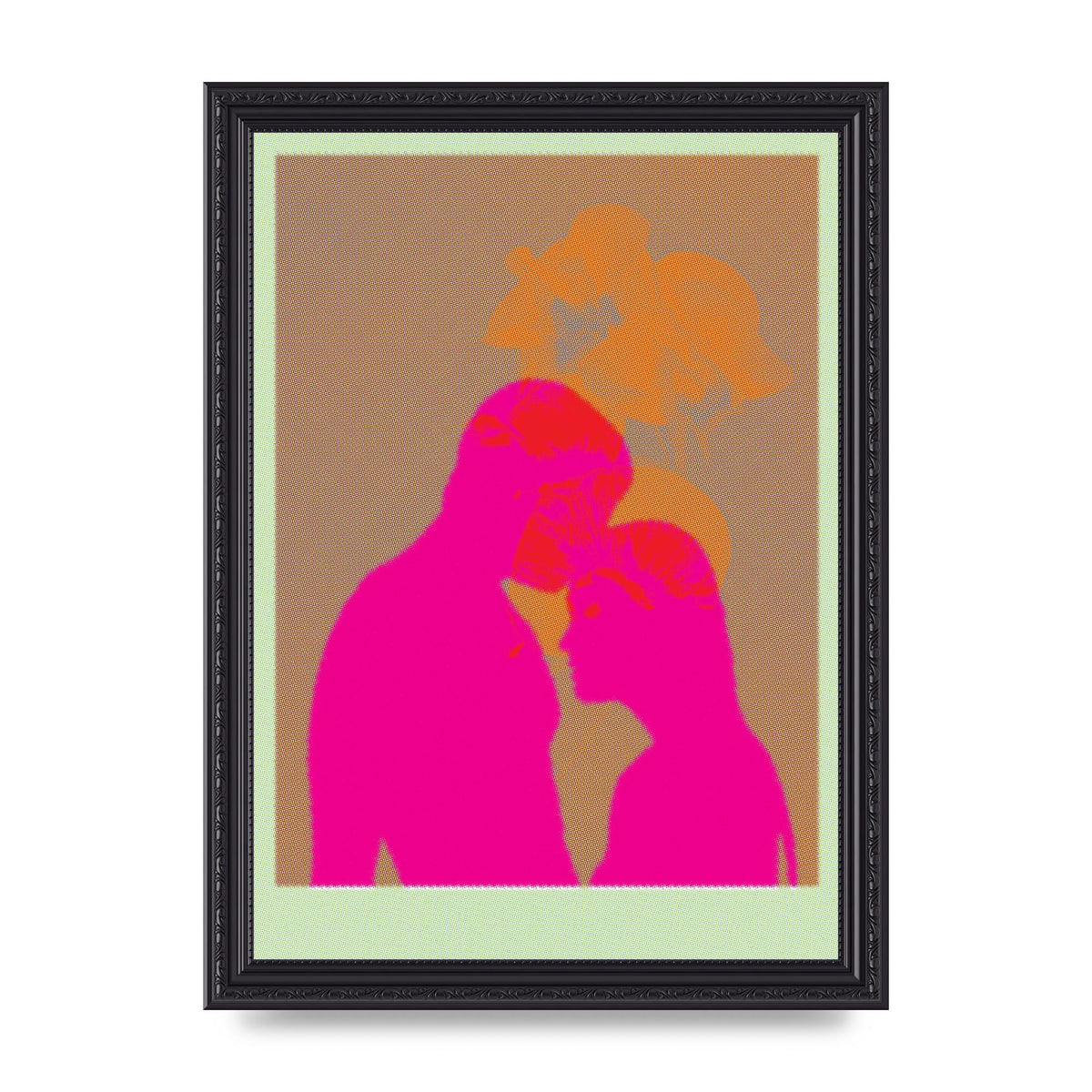 Colourful Kiss Wall Art - A4 framed