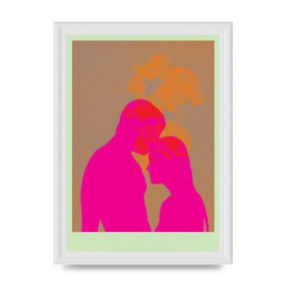 Colourful Kiss Wall Art - A4 framed