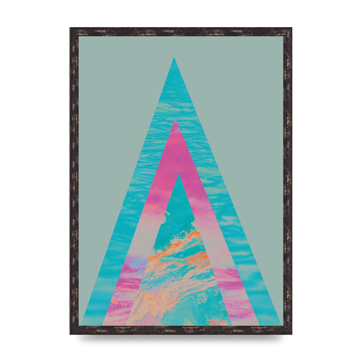 Abstract Colourful Pyramid Art For The Home - A2 framed