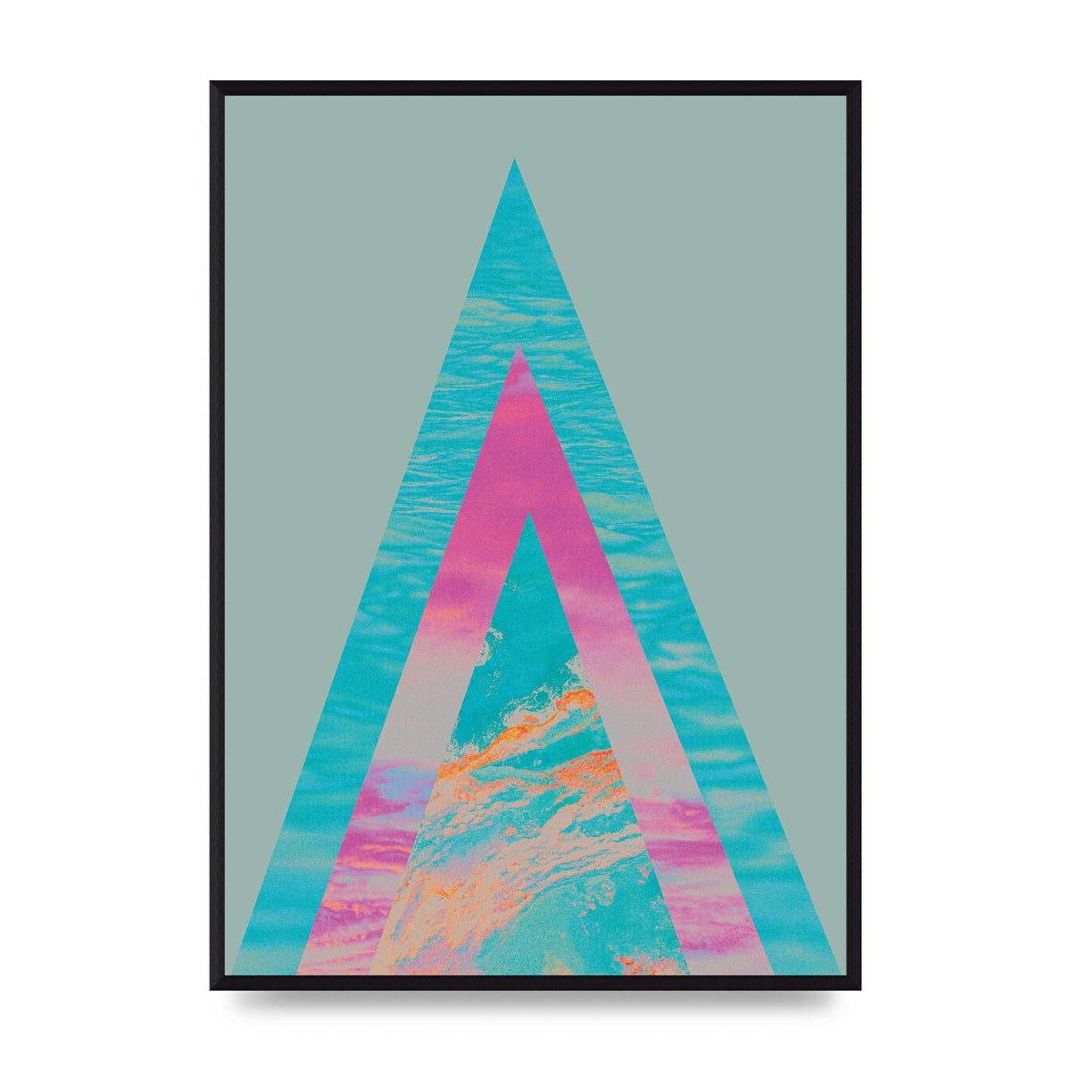 Abstract Colourful Pyramid Art For The Home - A2 framed