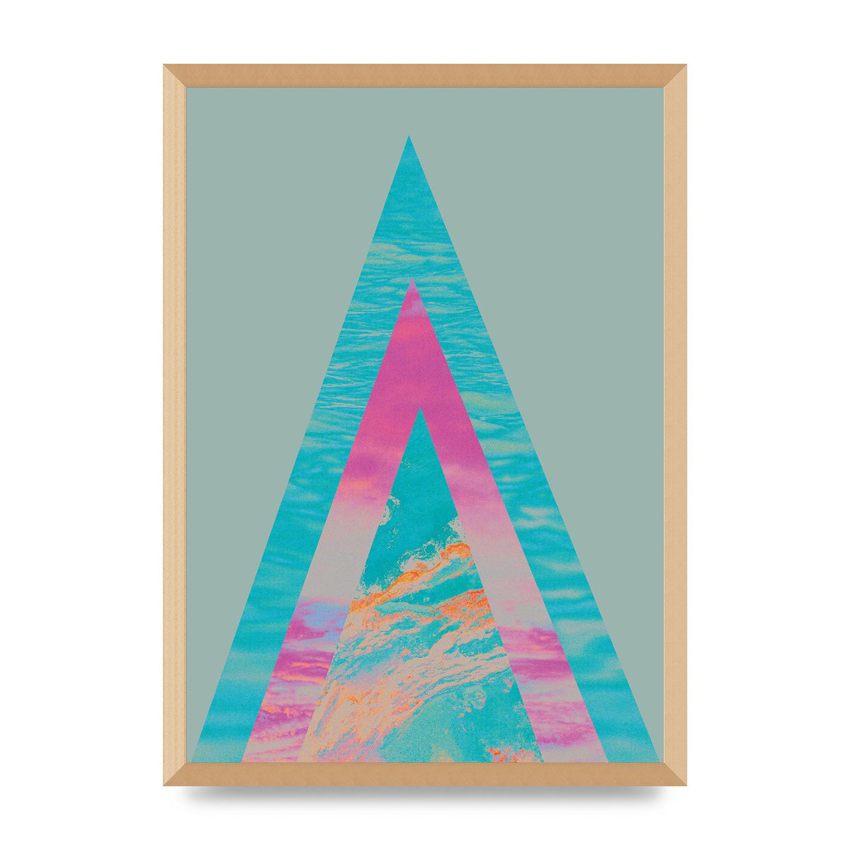 Abstract Colourful Pyramid Art For The Home - A2 framed