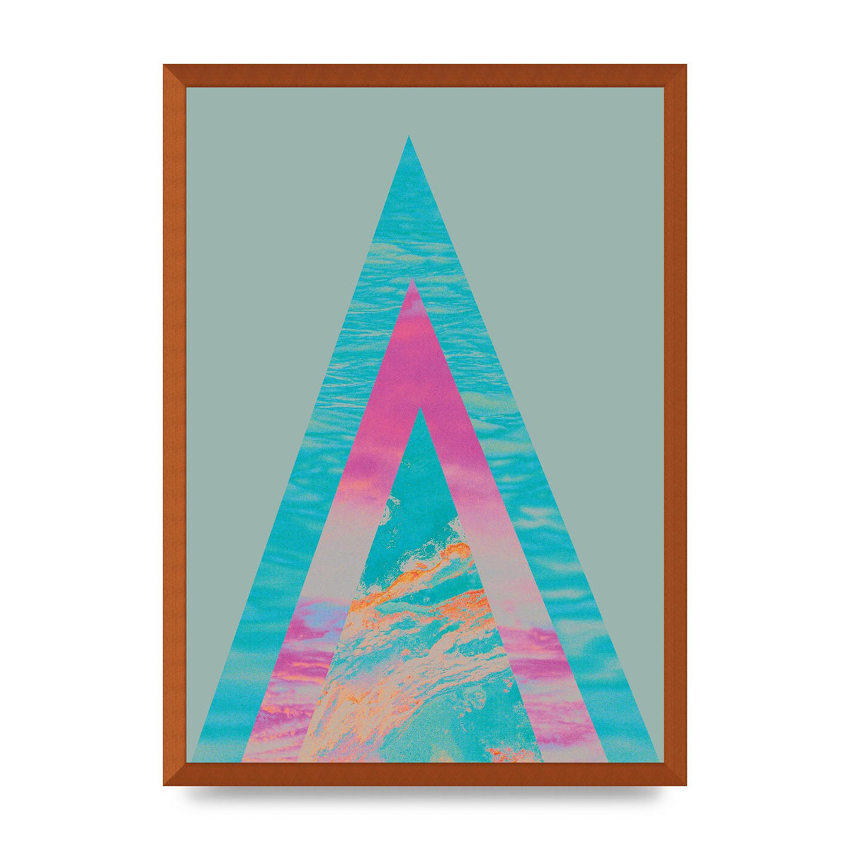 Abstract Colourful Pyramid Art For The Home - A2 framed