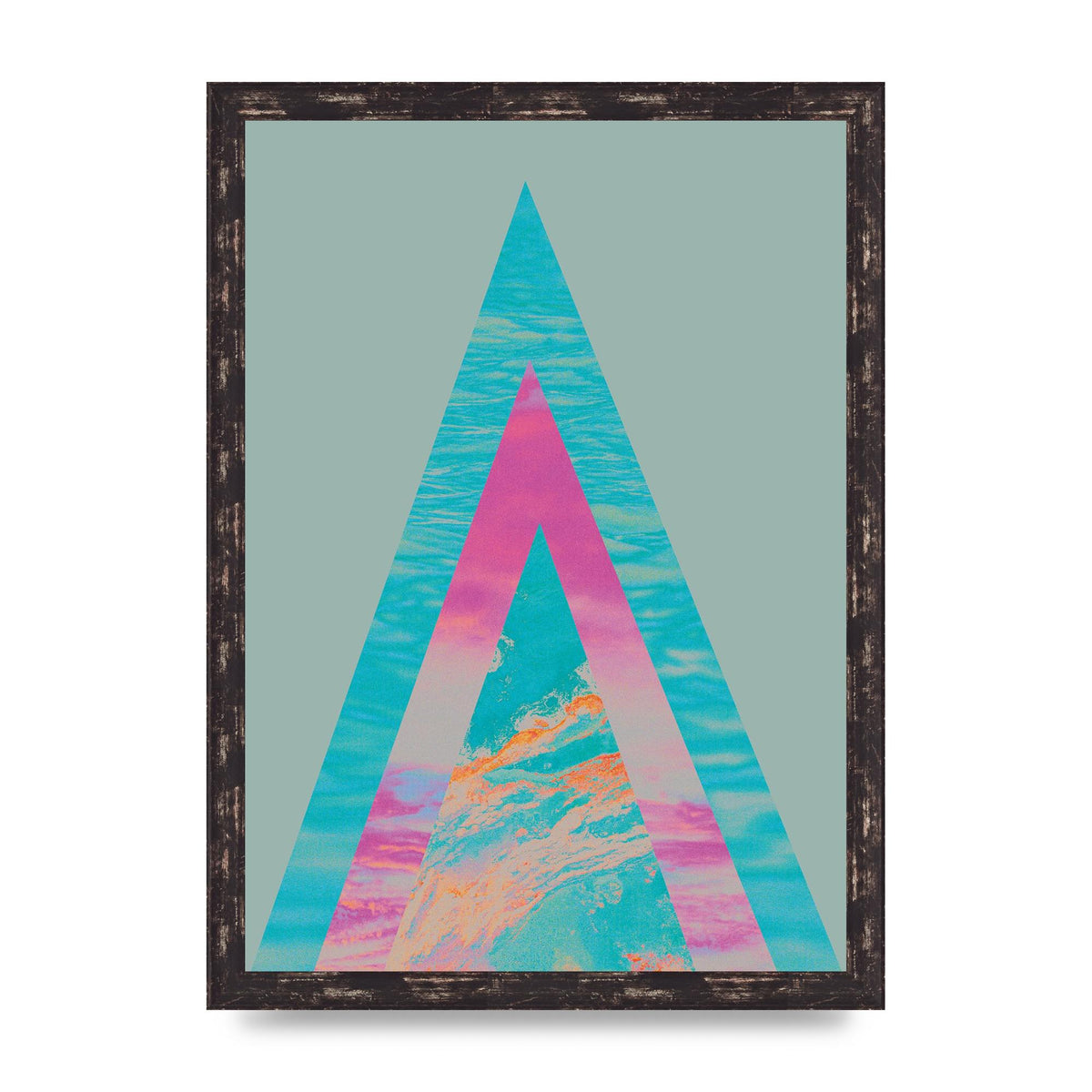 Abstract Colourful Pyramid Art For The Home - A3 framed