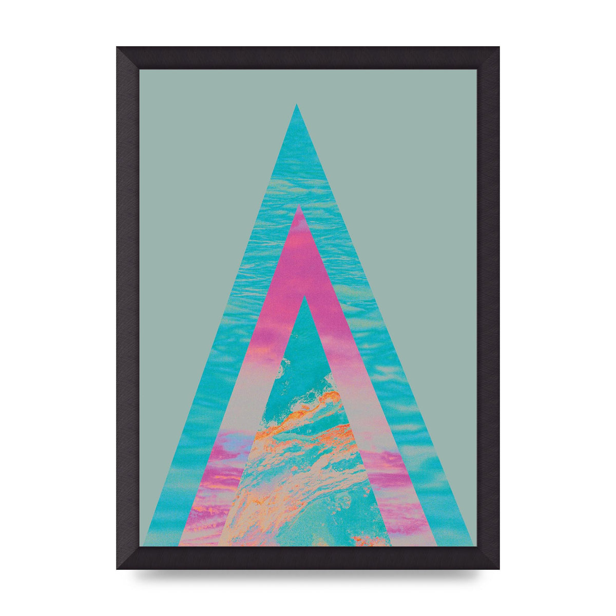 Abstract Colourful Pyramid Art For The Home - A3 framed