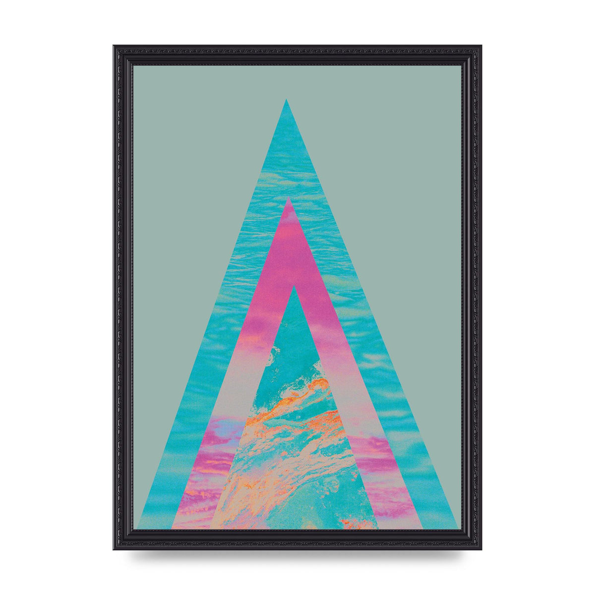 Abstract Colourful Pyramid Art For The Home - A3 framed