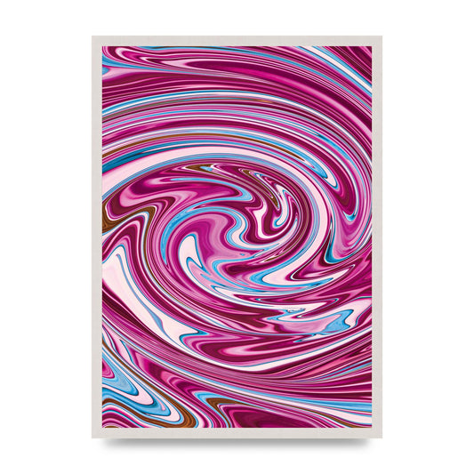Pink Swirl Printed Poster - A2 framed