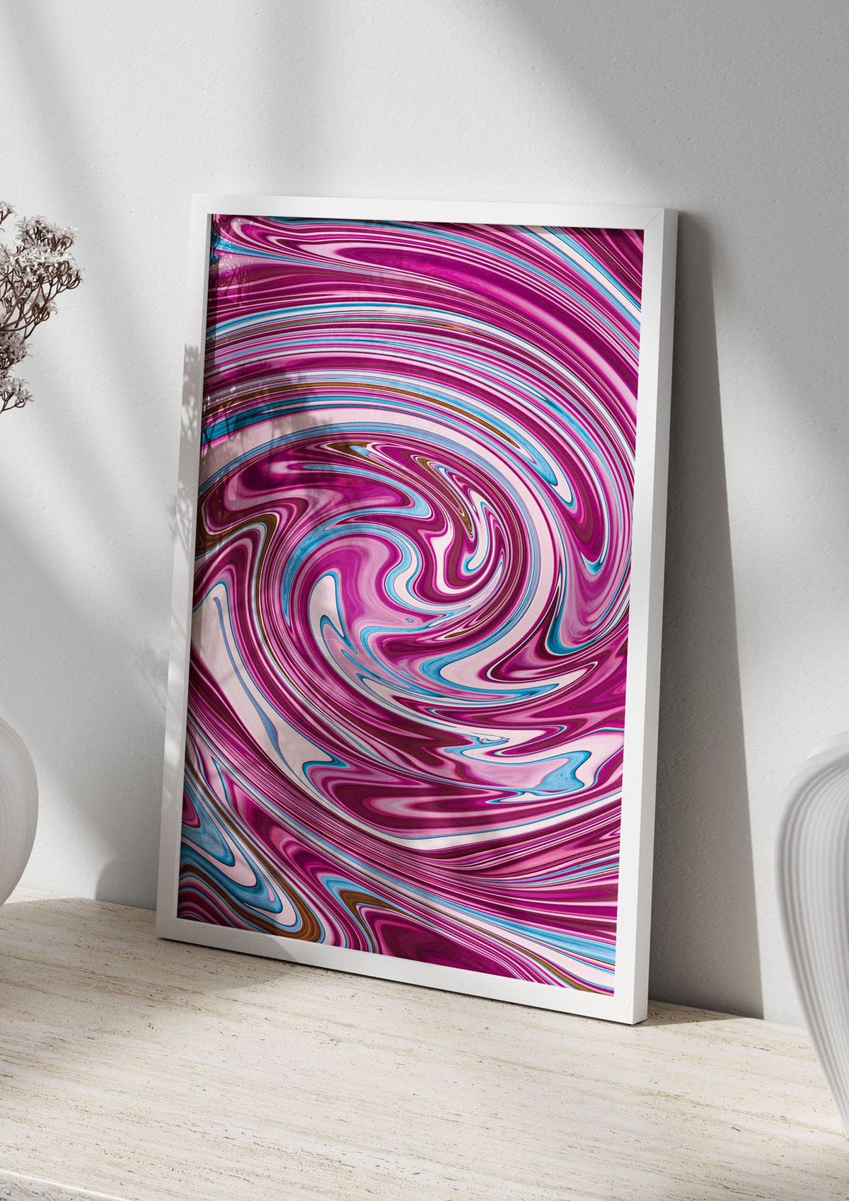 Pink Swirl Printed Poster - living room 2