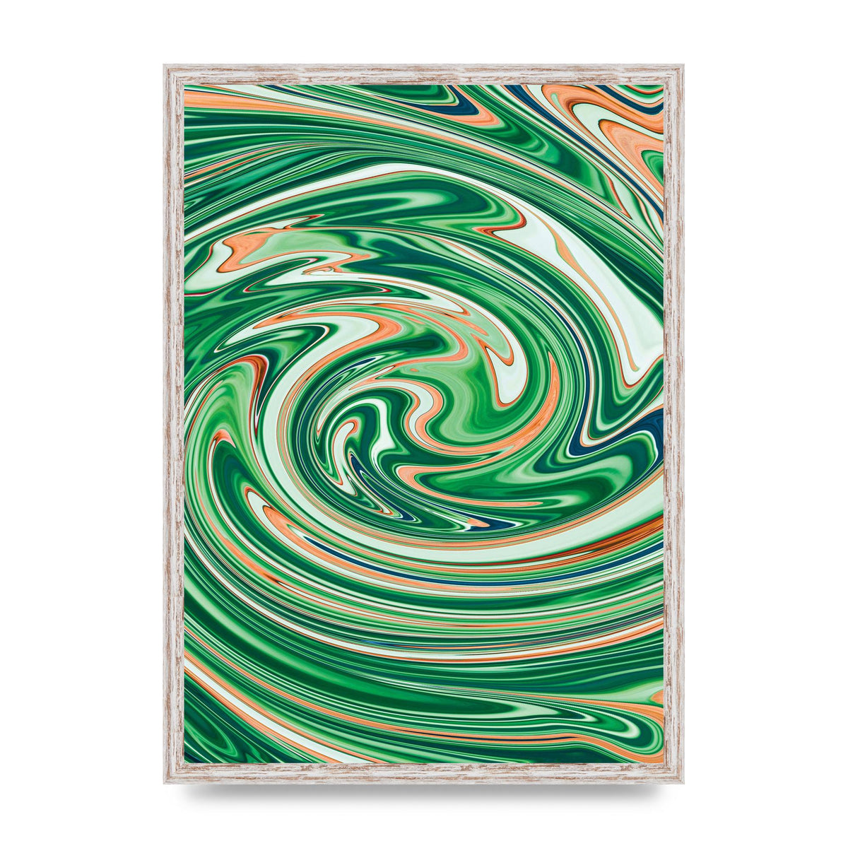 Green Swirl Wall Art - A2 framed