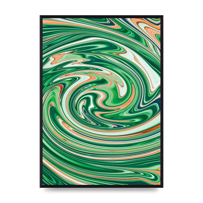 Green Swirl Wall Art - A2 framed