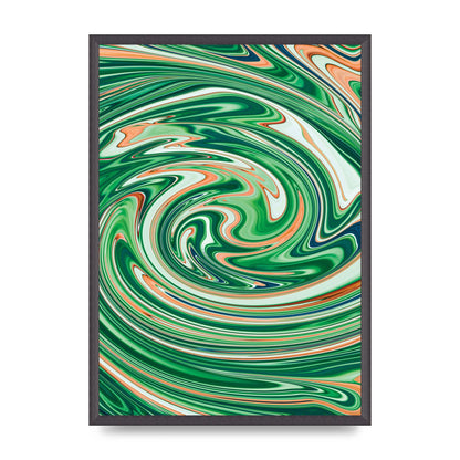 Green Swirl Wall Art - A2 framed