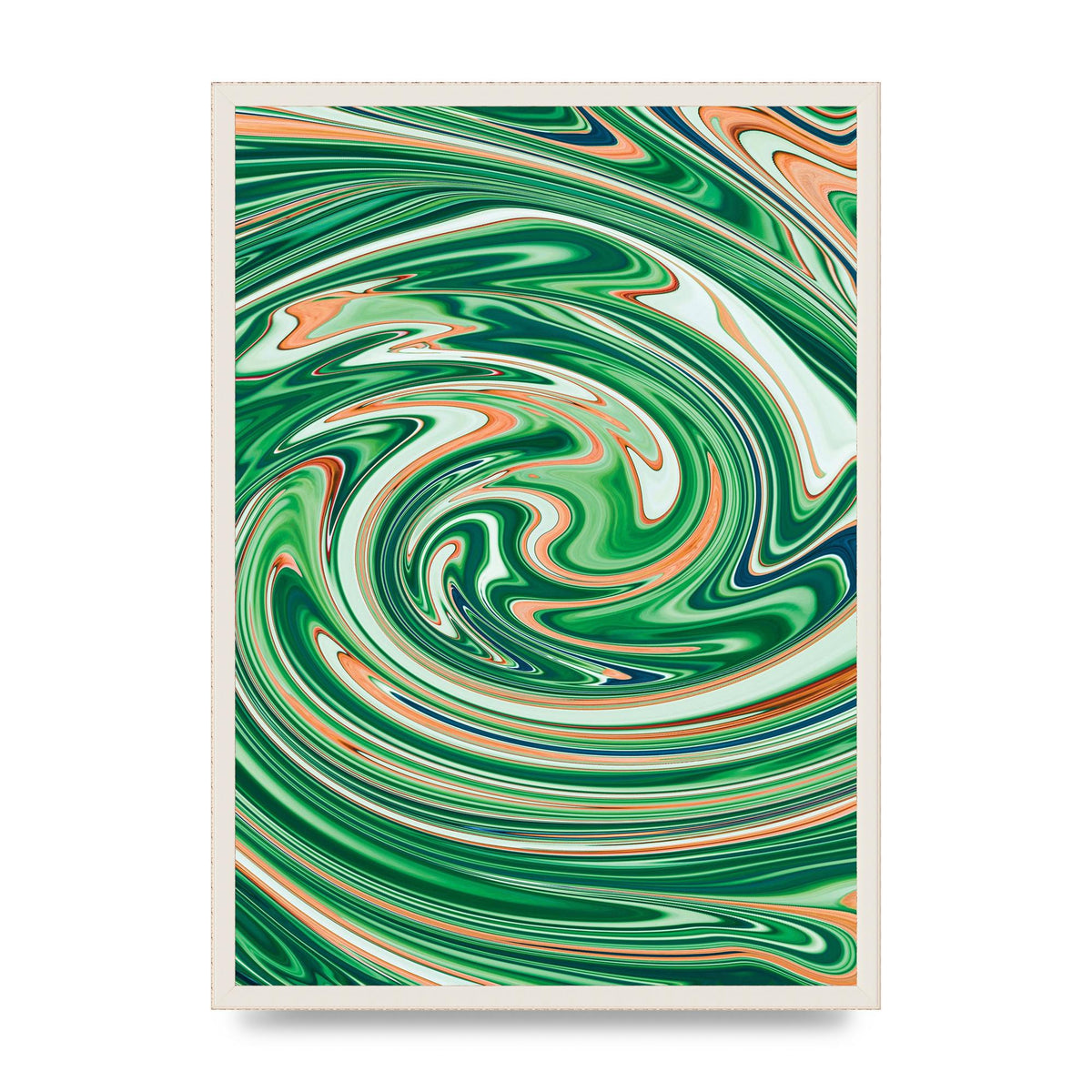 Green Swirl Wall Art - A2 framed